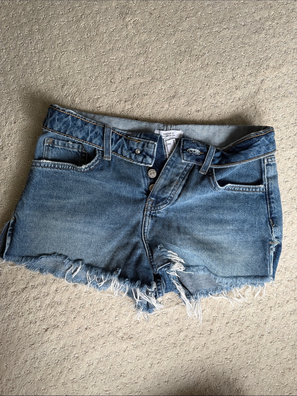 Forever 21 Distressed Light Blue Denim Cutoff Shorts